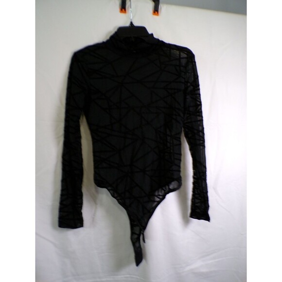 Avid Love Tops - Avid Love Sheer Black Long Sleeve Mesh Bodysuit Size M Women's Top